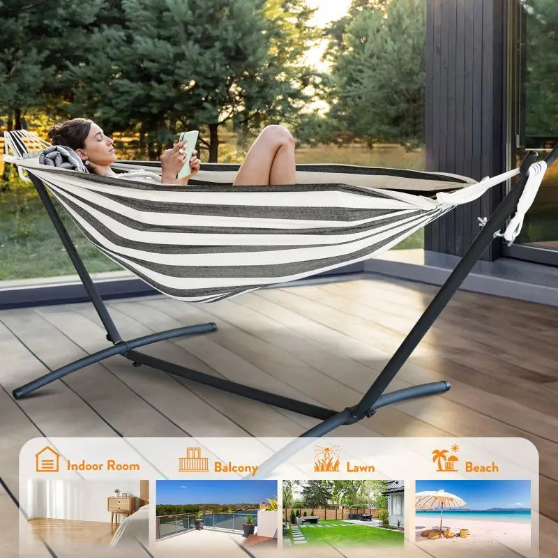 Adjustable Stand Hammock - 600lb Capacity with Storage Bag