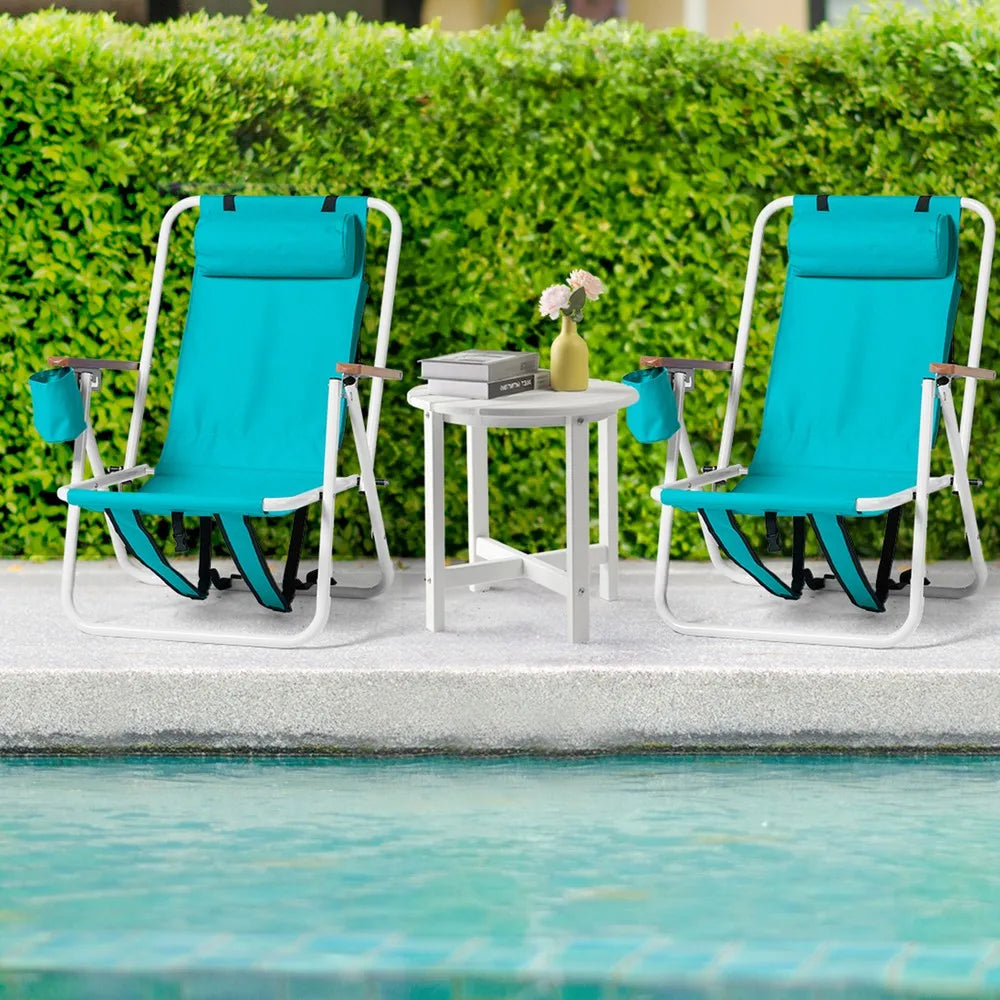 2 Pcs Folding Beach Chair, 4 Position
