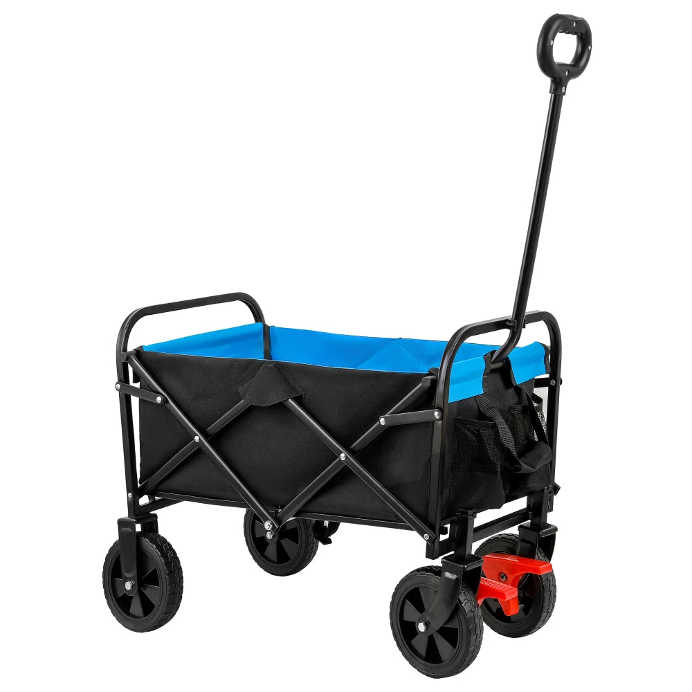 Folding Utility Wagon – 150 lb Capacity Beach, Garden & Camping Cart with Brakes