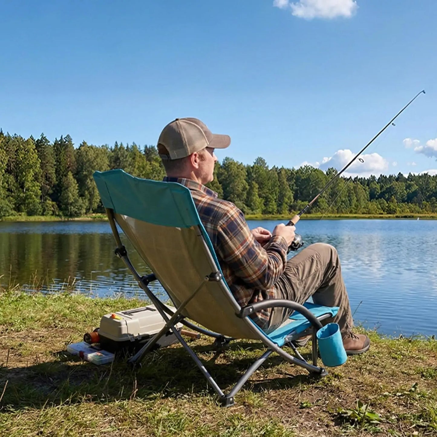 High Back Folding Beach Chair — Mesh Back, Cup Pocket & Carry Bag (1 or 2 Pack)