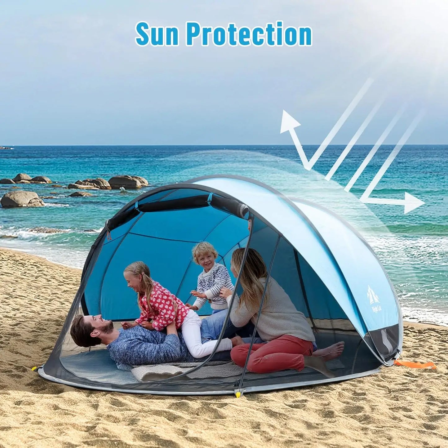 Large Pop-Up Beach Sun Shade Shelter — Fits 2-4 People, Instant Setup