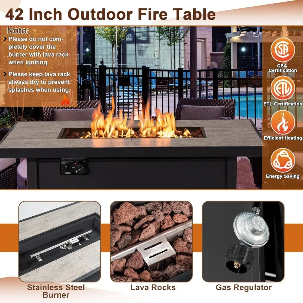 42 Inch Propane Fire Pit Table 60,000 BTU