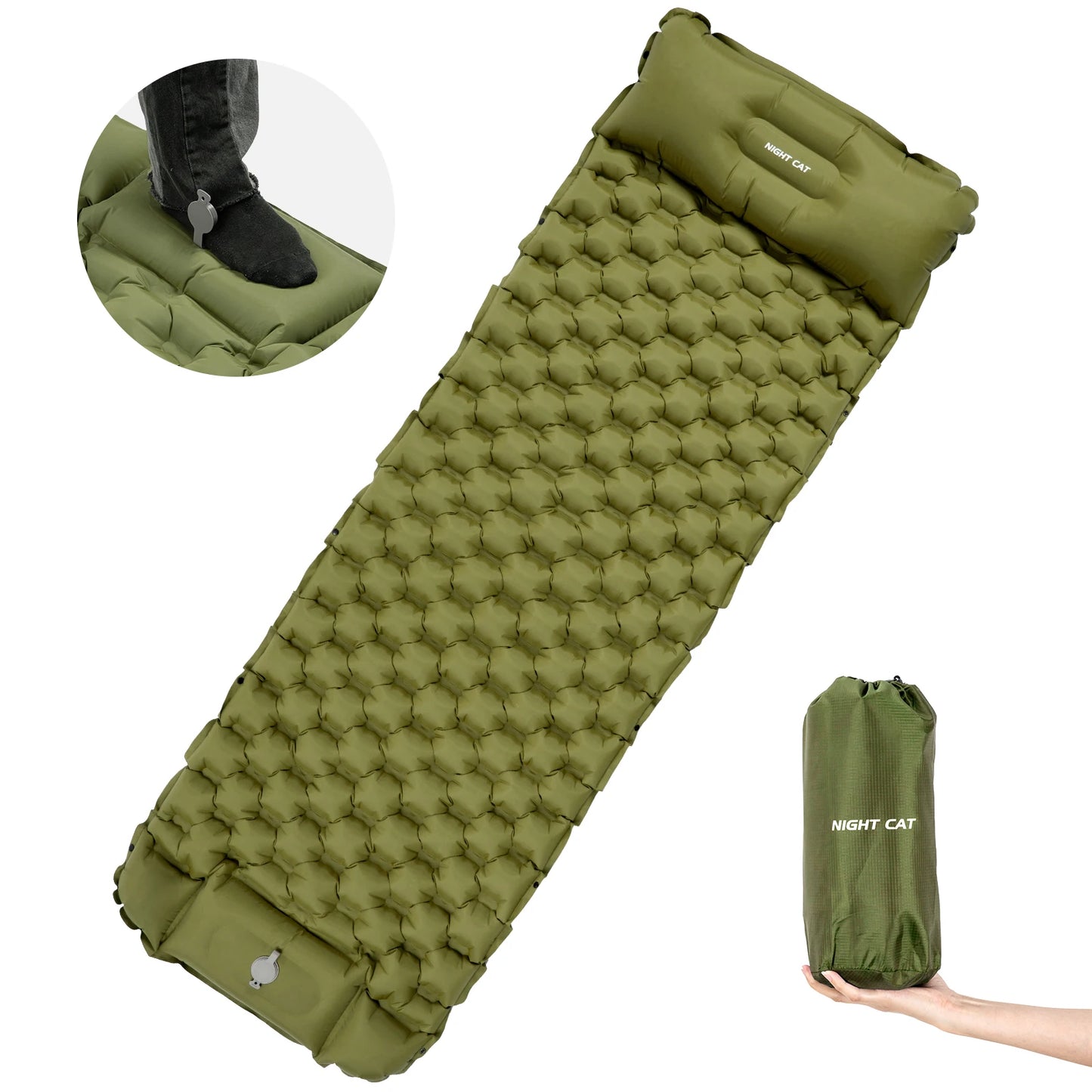 Waterproof Ultralight Inflatable Sleeping Pad — TPU Air Mat with Pillow & Built-In Pump