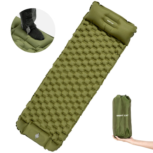 Waterproof Ultralight Inflatable Sleeping Pad — TPU Air Mat with Pillow & Built-In Pump