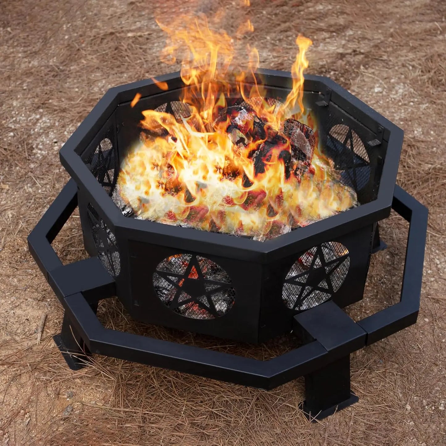 Outdoor Fire Pit with Cooking Grill for Backyard