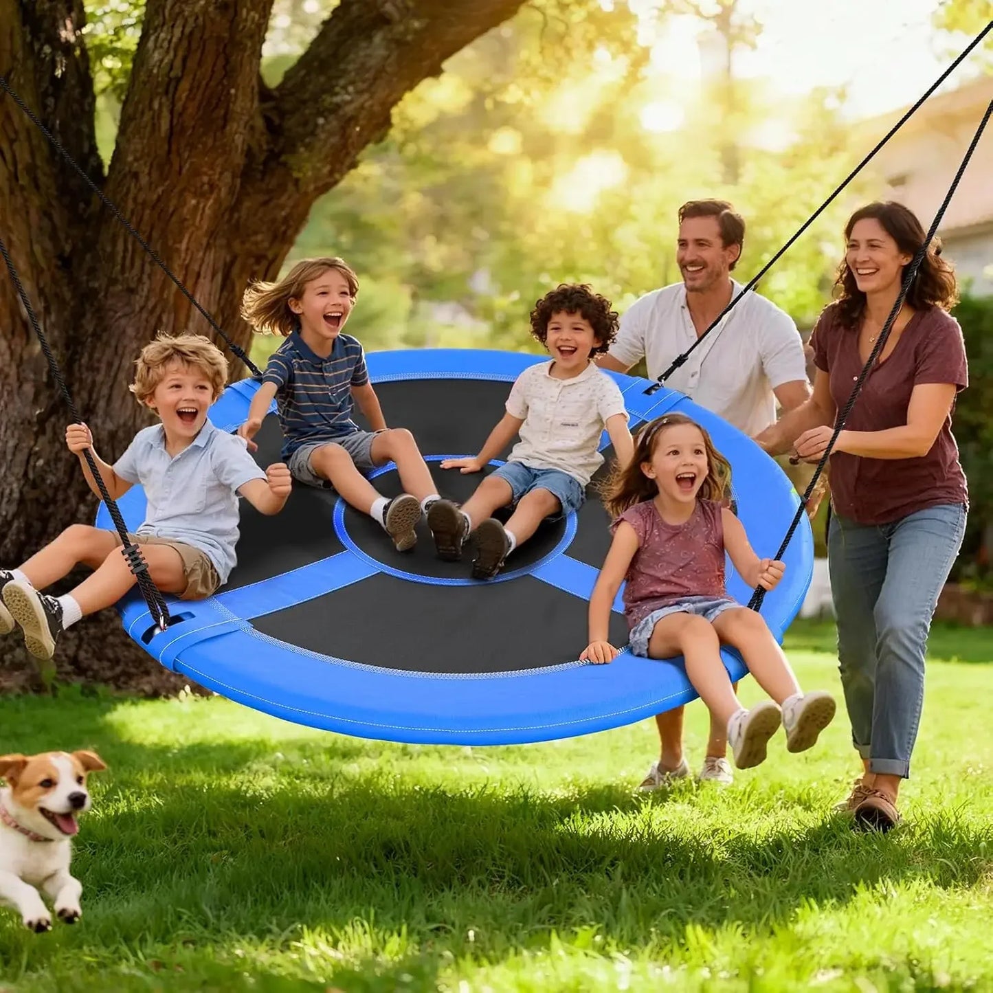 60" Saucer Tree Swing with Hanging Straps — Waterproof, Easy Assembly