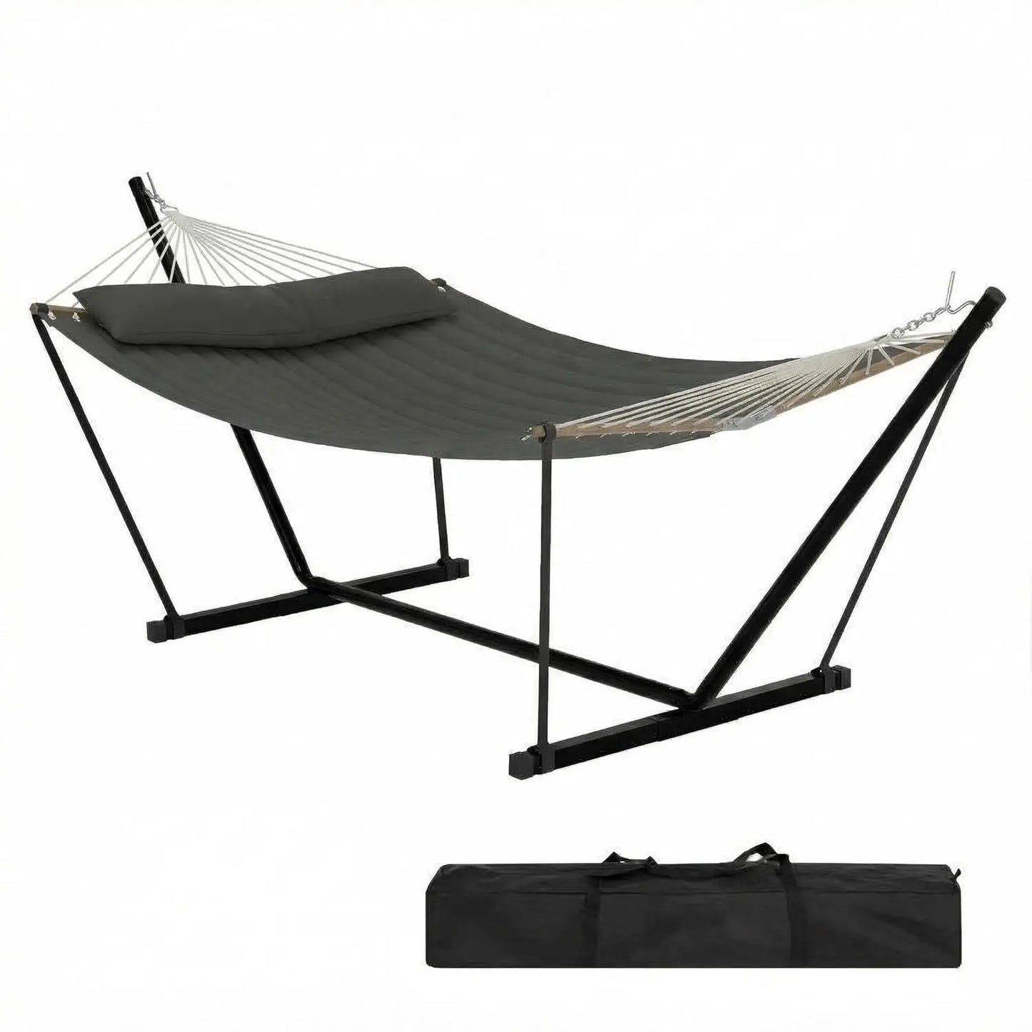 2-Person Padded Polyester Hammock w/ Stand 450 LB Steel Frame and  Carry Bag