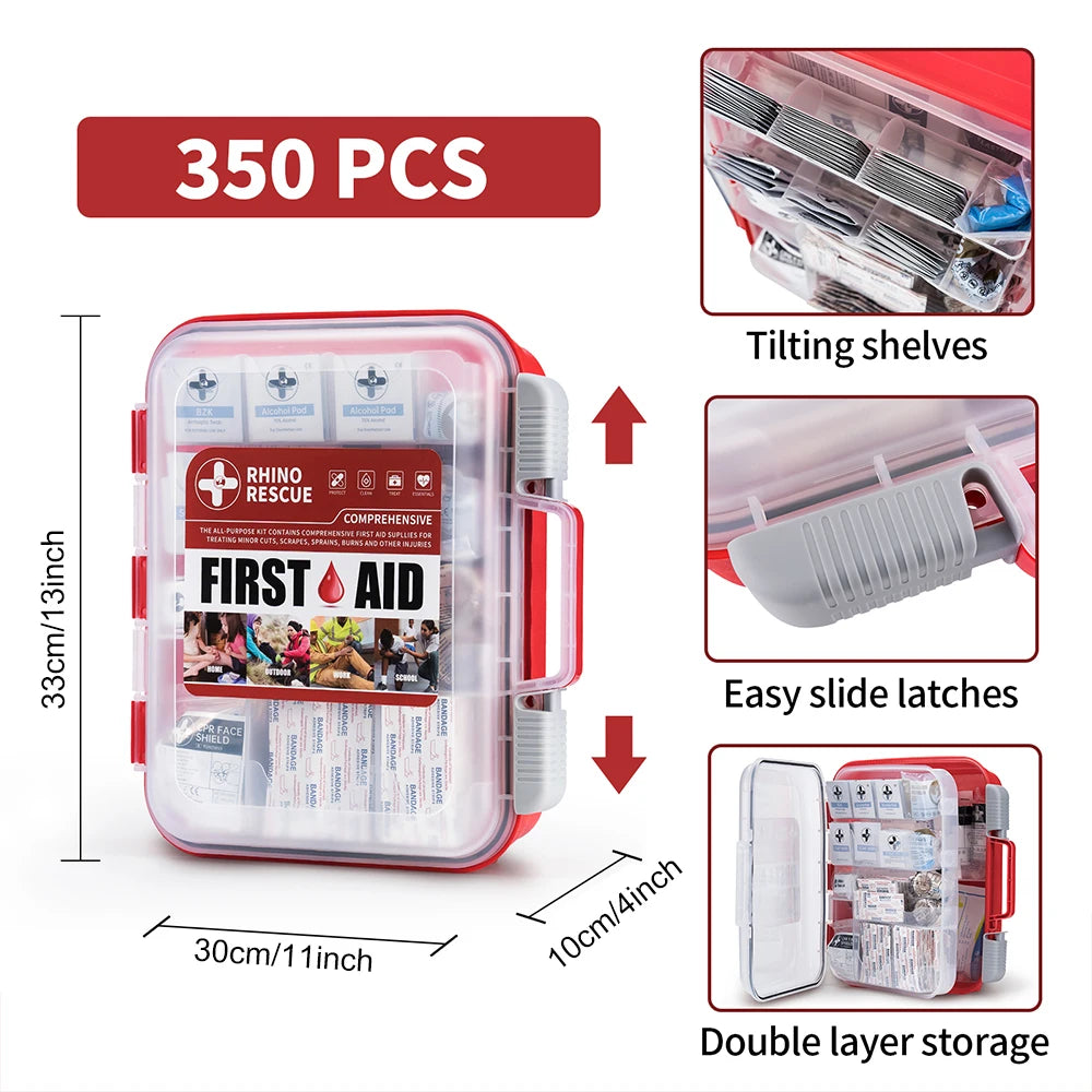 350 Pieces OSHA All-Purpose First Aid Kit Medical Supplies