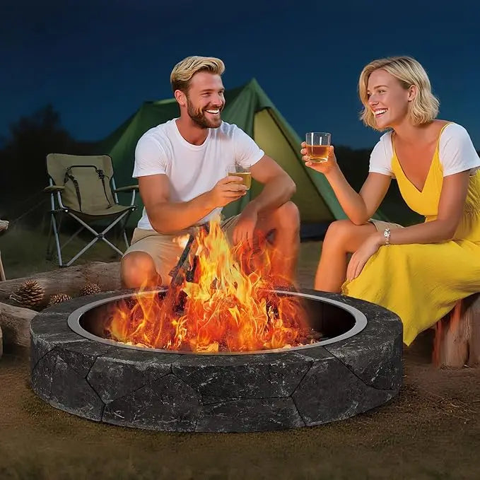 48" or 60" Basic Metal Fire Pit Ring with Easy 8-Piece Iron Sheet Assembly