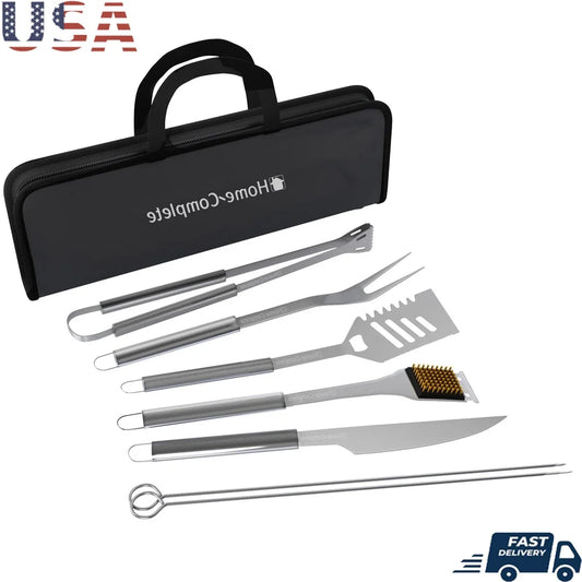 7-Piece Stainless Steel BBQ Grill Tool Set