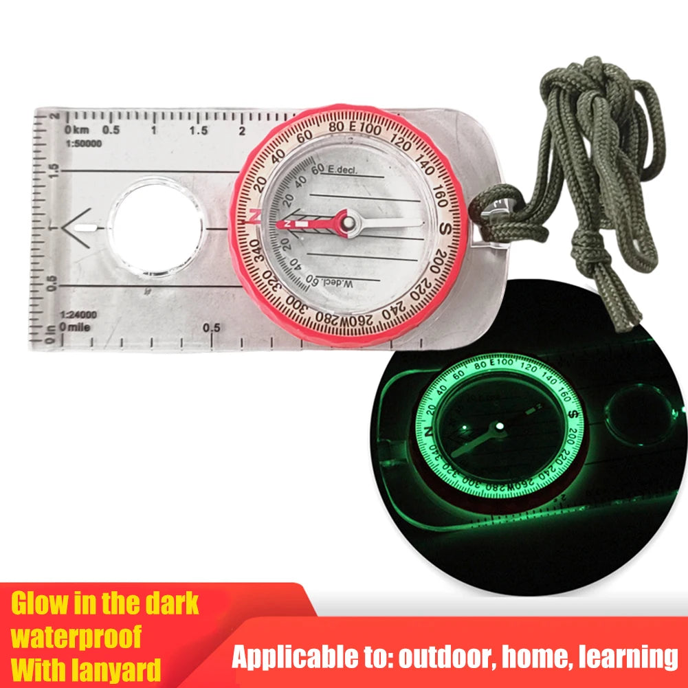 Luminous Compass for Hiking & Survival – Waterproof, Glow-in-the-Dark, Aluminum Housing