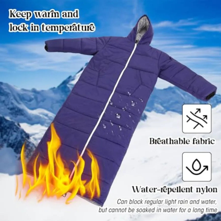 Wearable Sleeping Bag for Adults with Sleeves and Hood- 0 Degree Extreme Cold
