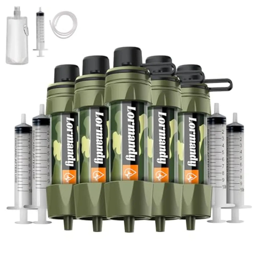 5 Pack Ultra-Light Personal Filter Straws for Survival Gear