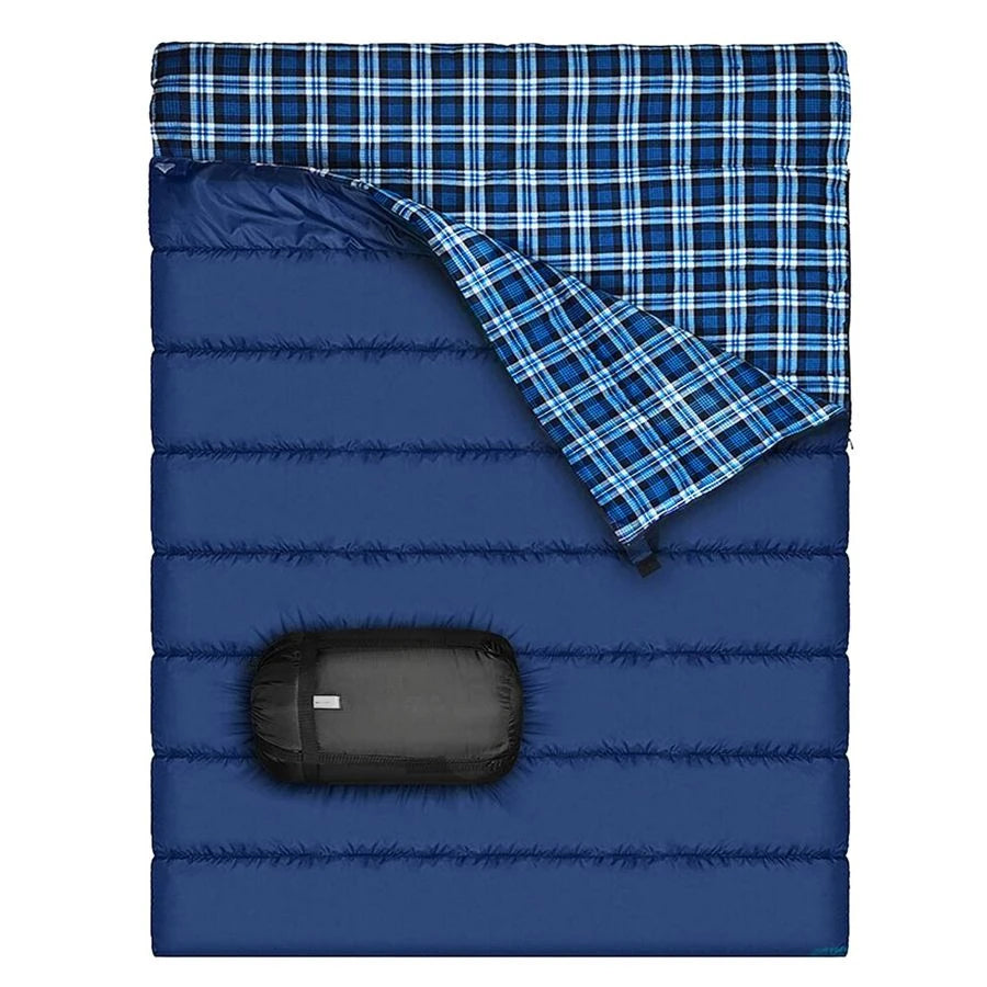 Cotton Flannel Double Sleeping Bag: Queen Size, 2-Person