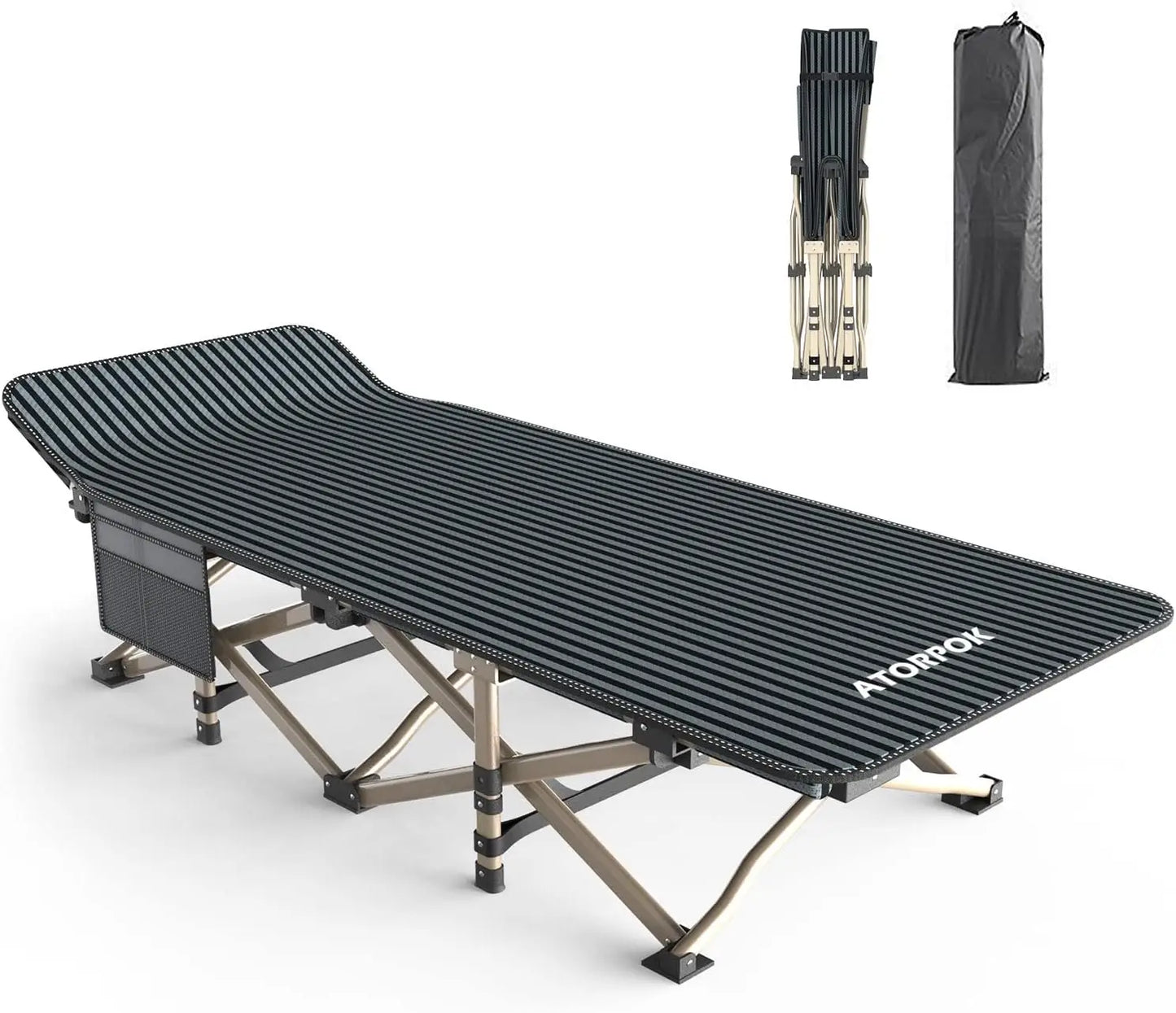 Camping Cot  with Carry Bag Supports 450 lbs,