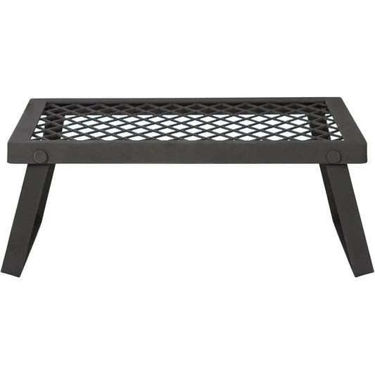 Heavy-Duty Portable Camping Grill Grate Outdoor Open Flame Cooking, Foldable, Sturdy, 15.9 x 12.2, Black