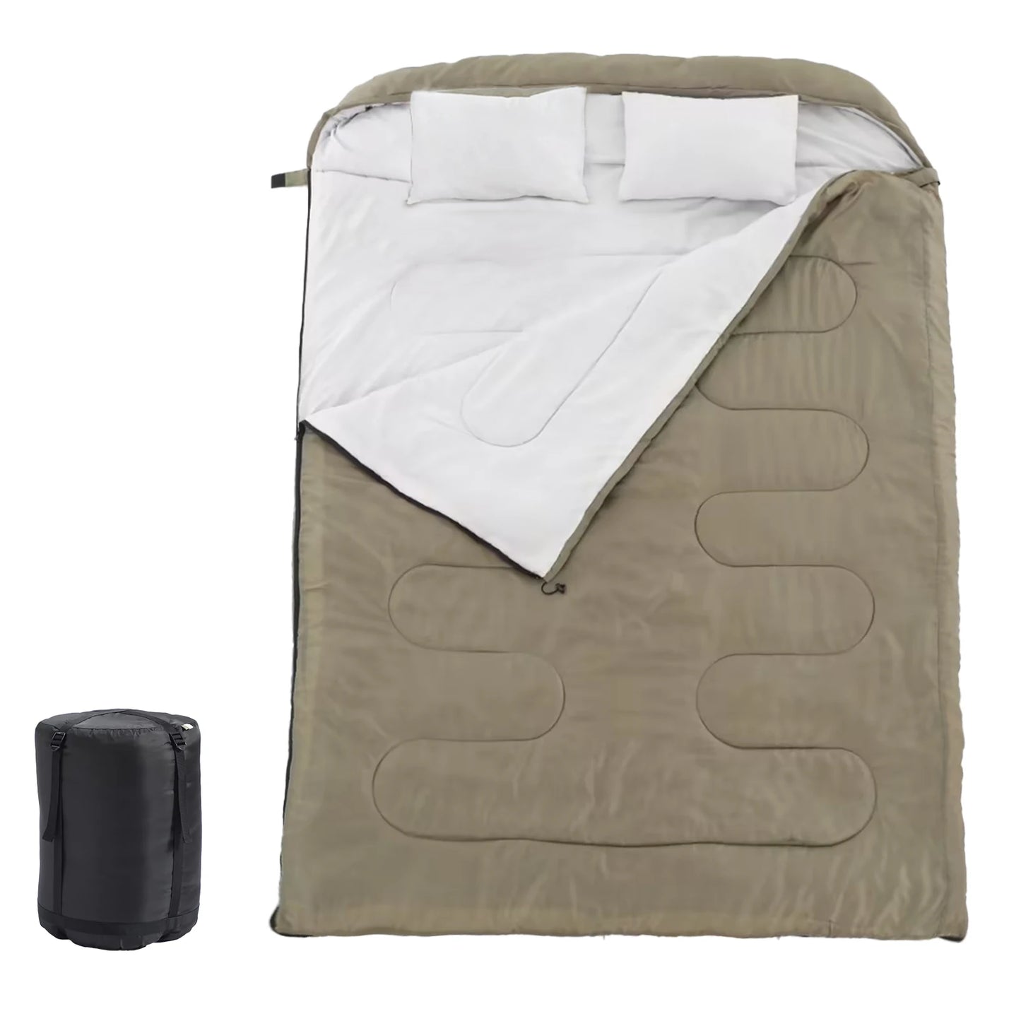 JHK Double Sleeping Bag for Adults with Pillow – 3 Season Lightweight 2-Person Camping Bag