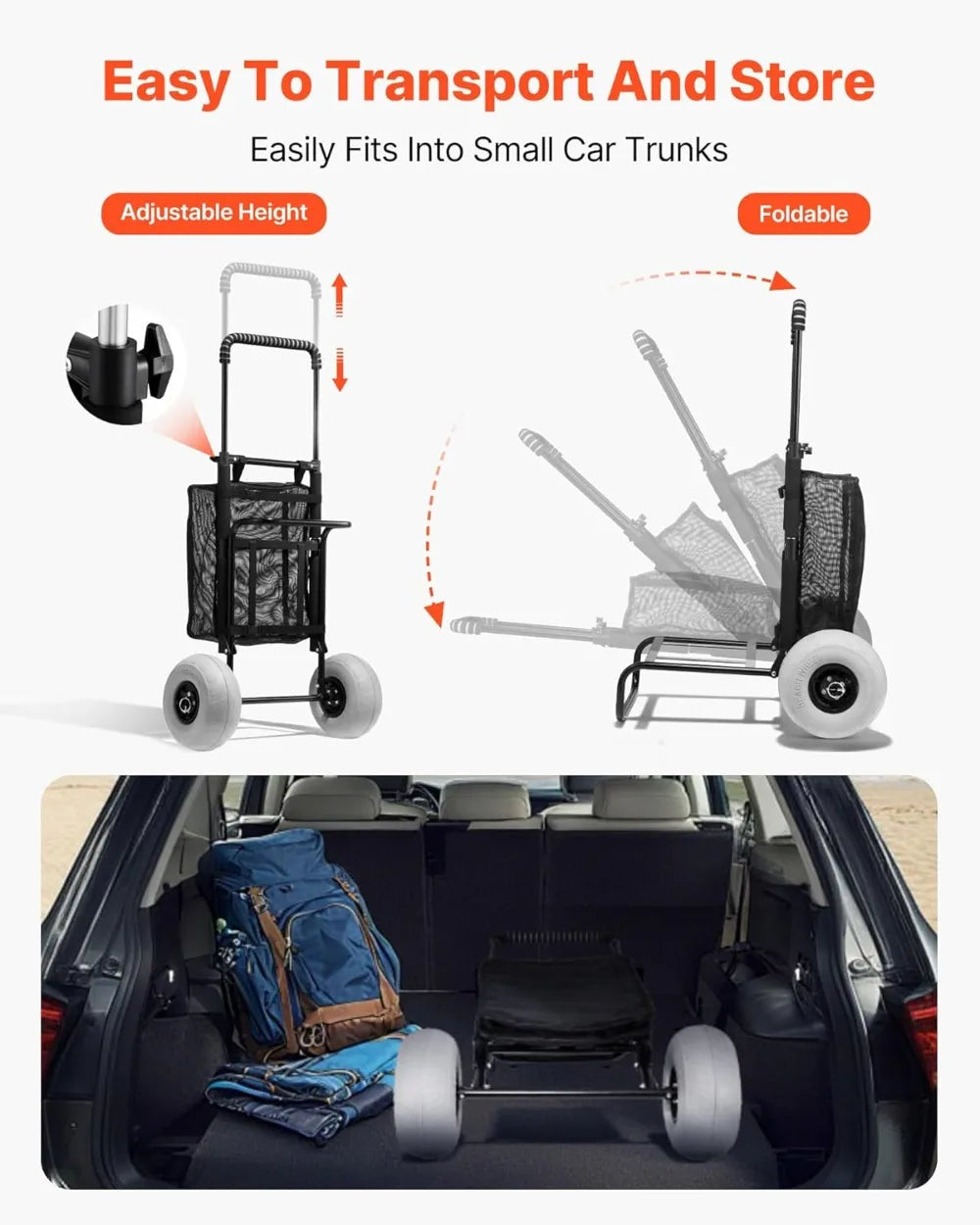 Beach Dolly with Big All-Terrain Wheels — Versatile Hauler for Beach, Camping & Events