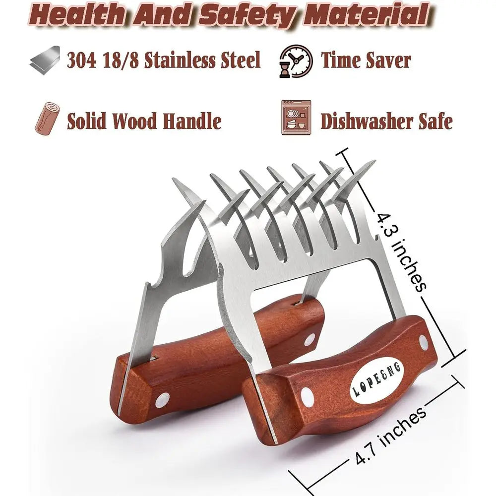 Stainless Steel Meat Shredder Claws | BBQ Pulled Pork & Carving Claws
