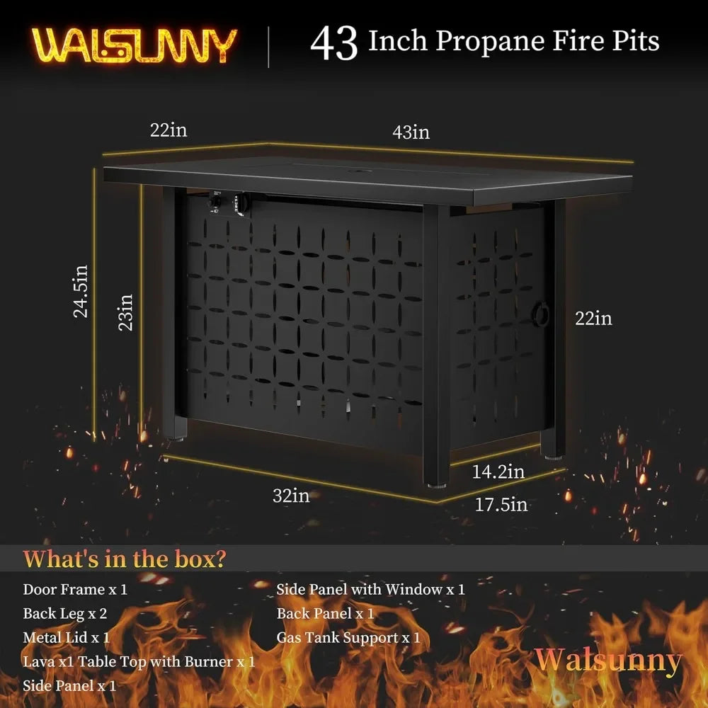 50,000 BTU Outdoor Propane Fire Pit Table - 43 Inches