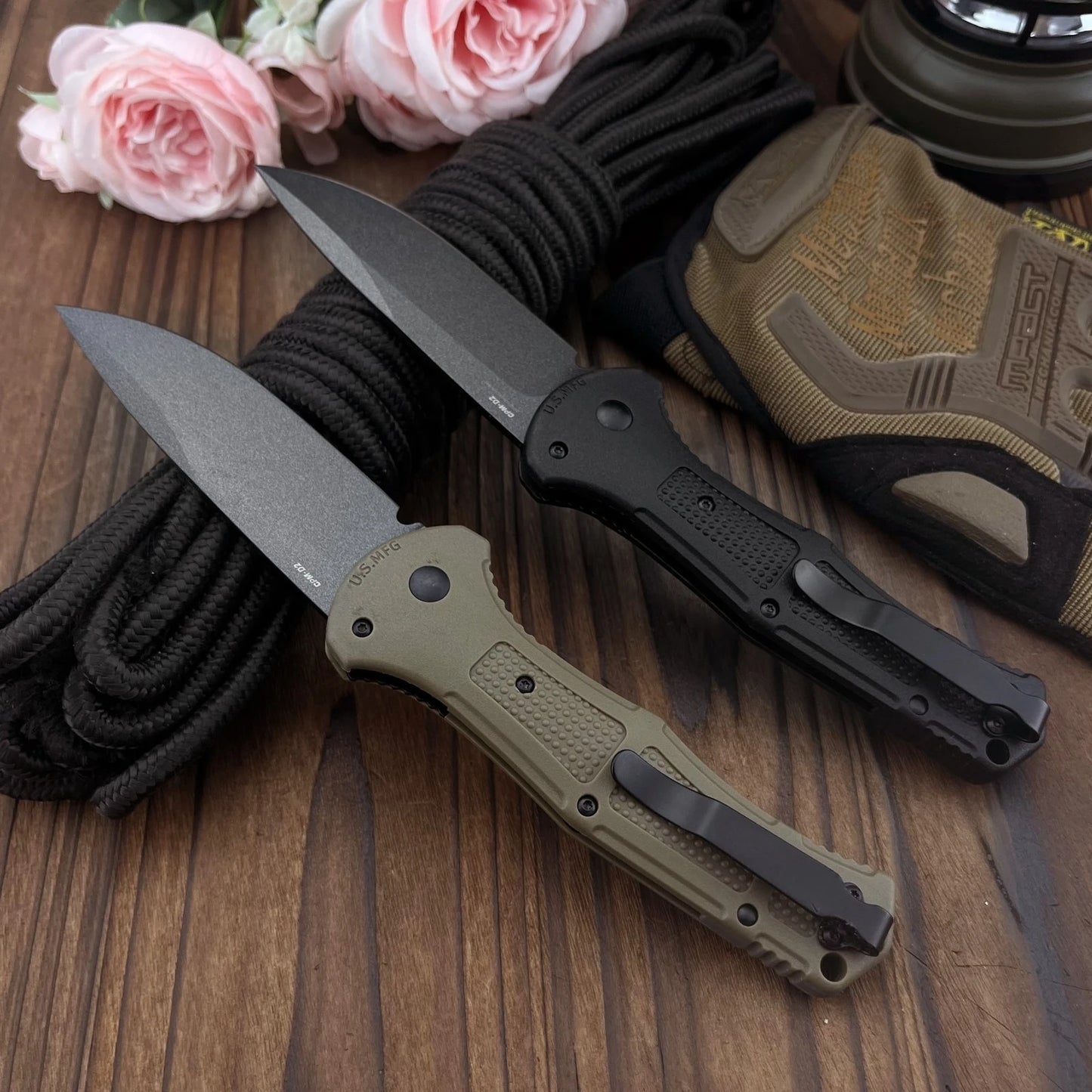 9070 Jungle Folding Pocket Knife — D2 Blade, Nylon Fiber Handle, EDC