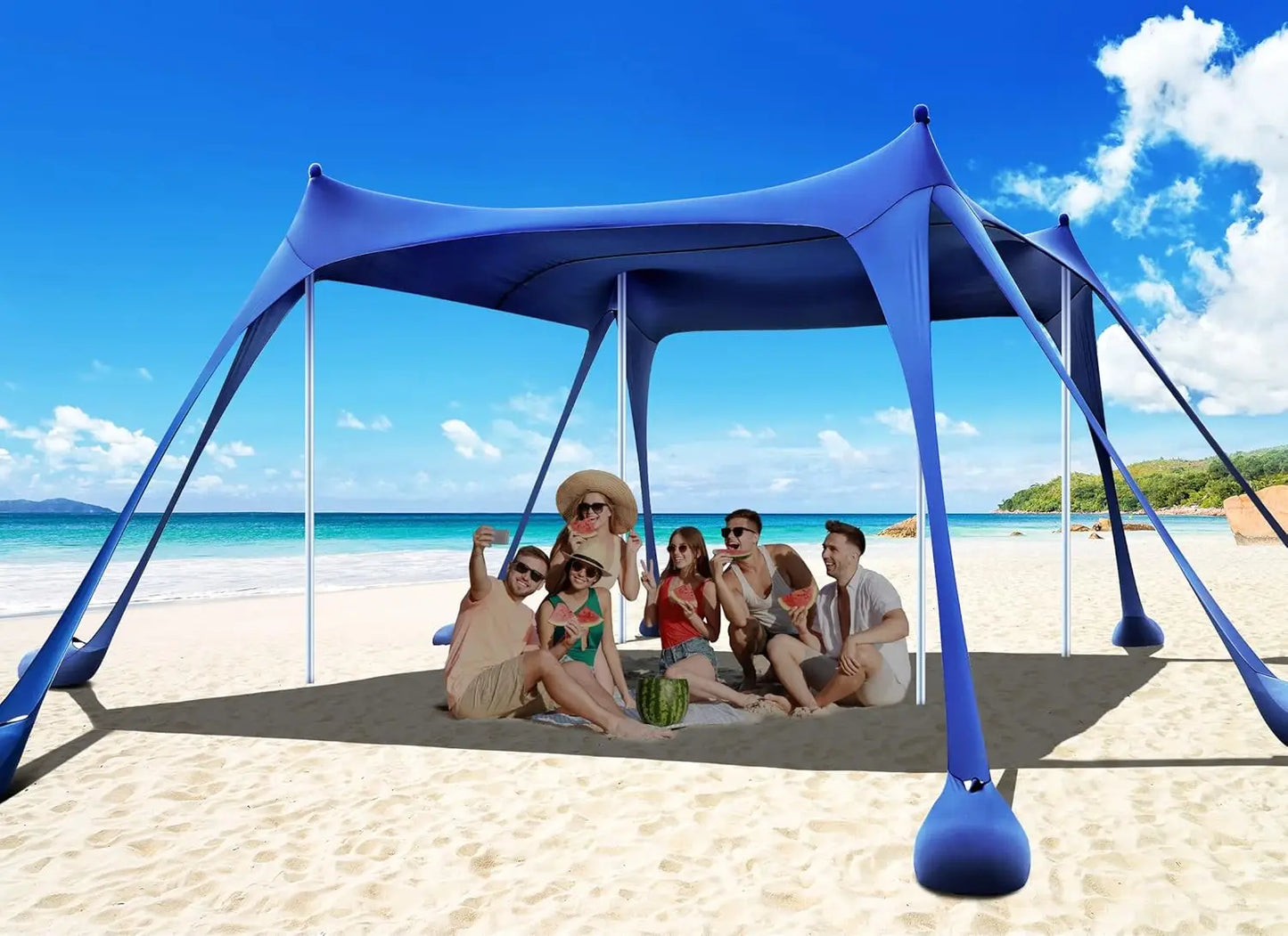 Outdoor Beach Canopy Tent — UPF50+, Sand Pockets, Stakes, Shovels & Support Poles