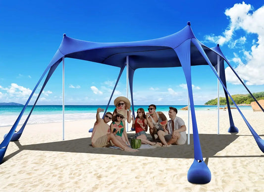 Outdoor Beach Canopy Tent — UPF50+, Sand Pockets, Stakes, Shovels & Support Poles