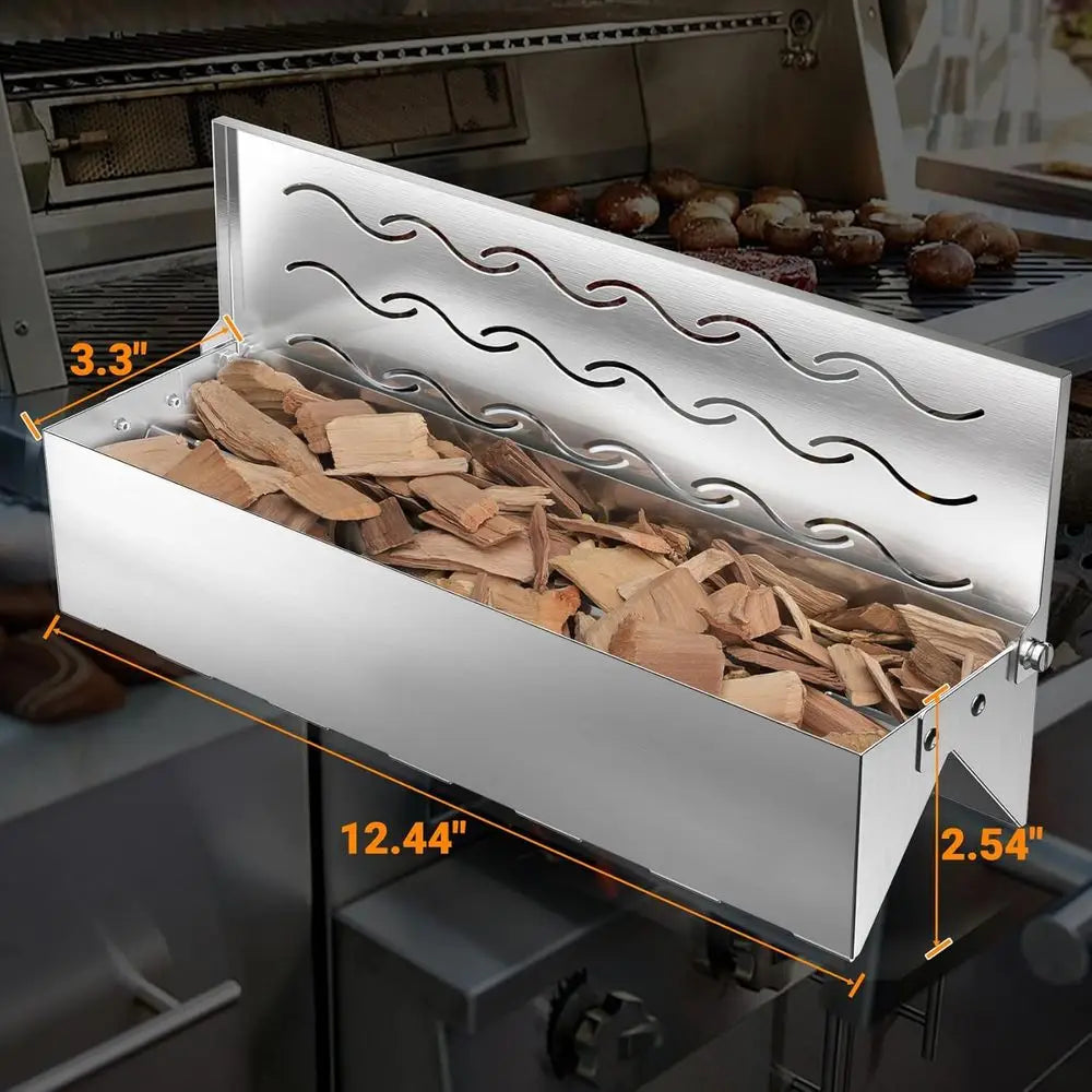 Wood Chip Smoker Box | Stainless Steel BBQ Smoke Box for Gas & Charcoal Grills