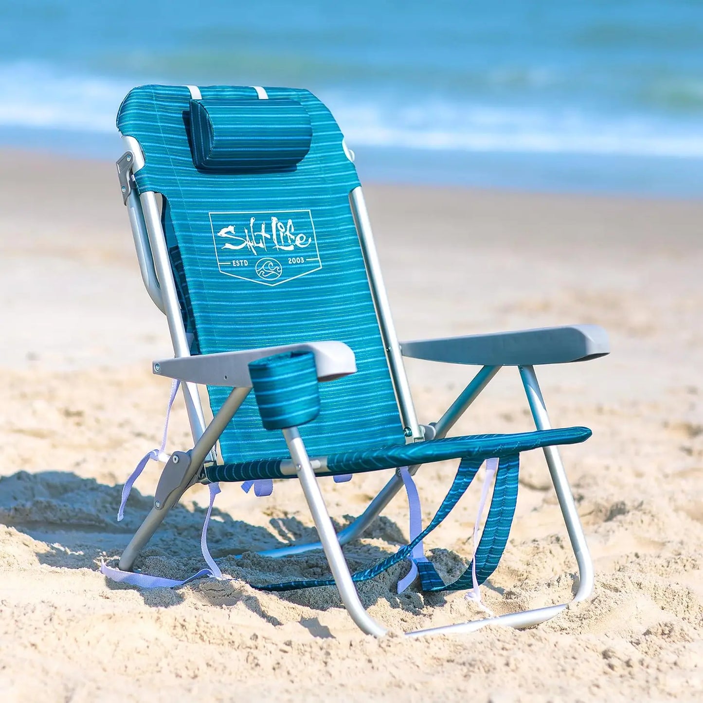 2pk 5-Position Folding Backpack Beach Chair 300lb Camping Portable Striped Custom
