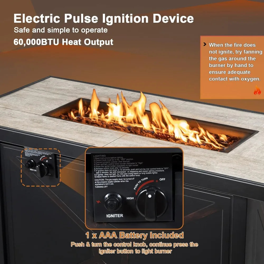 42 Inch Propane Fire Pit Table 60,000 BTU