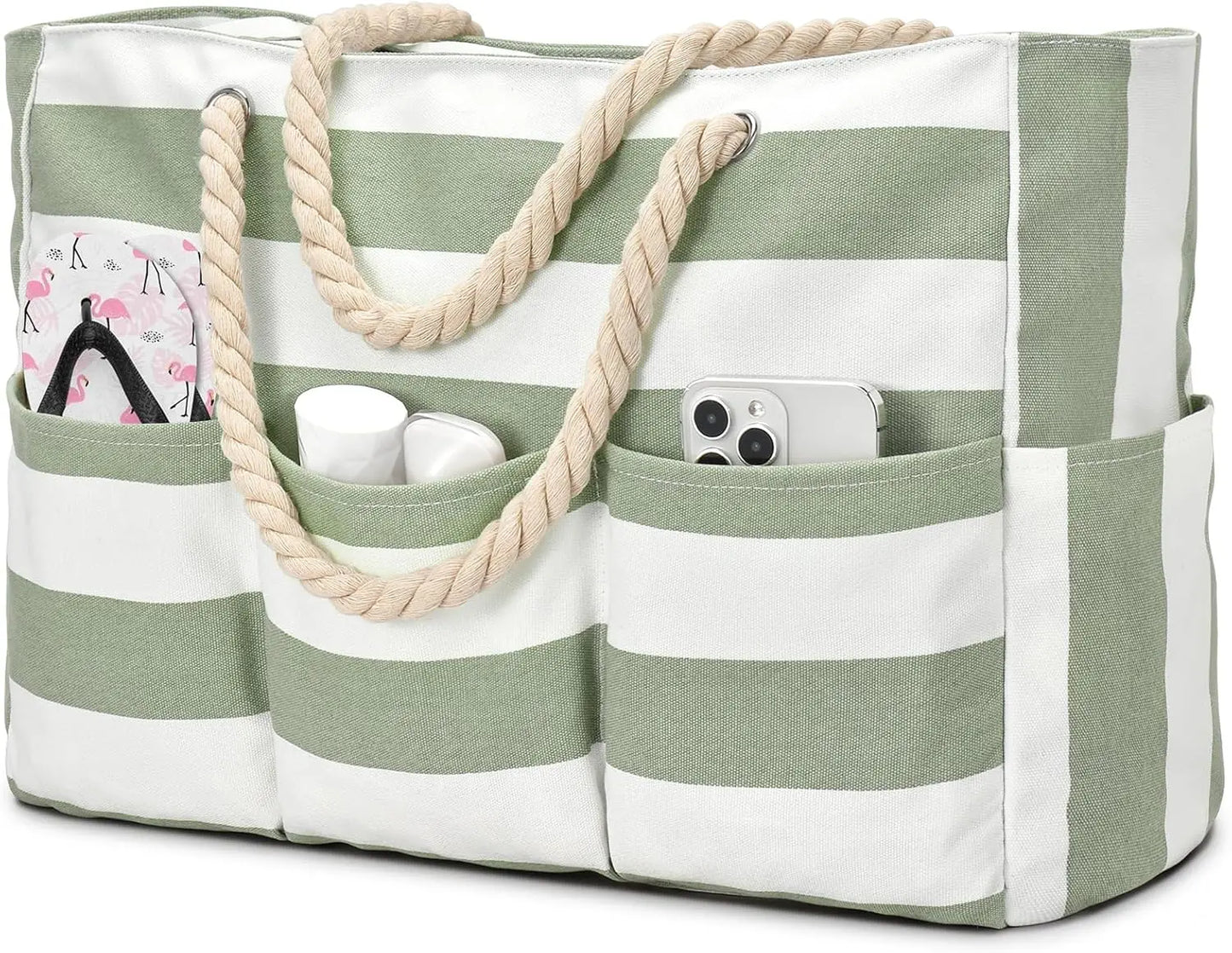 Canvas Beach Tote – Waterproof, Sandproof & 7 Pockets