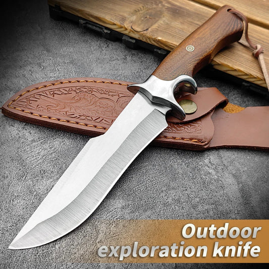 Outdoor Fixed Blade Camping Knife with Leather Sheath