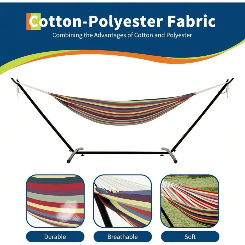 Hammock With Steel Stand, 660lbs Capacity With Travel Bag