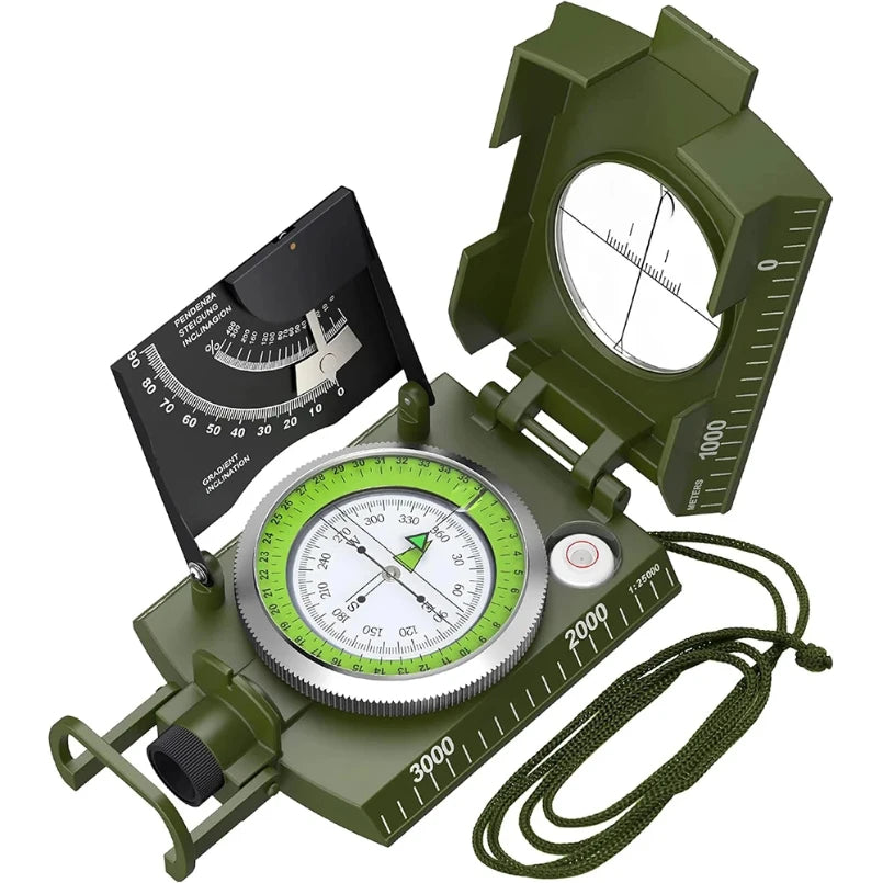 Military Geological Compass – Waterproof Metal with Luminous Dial