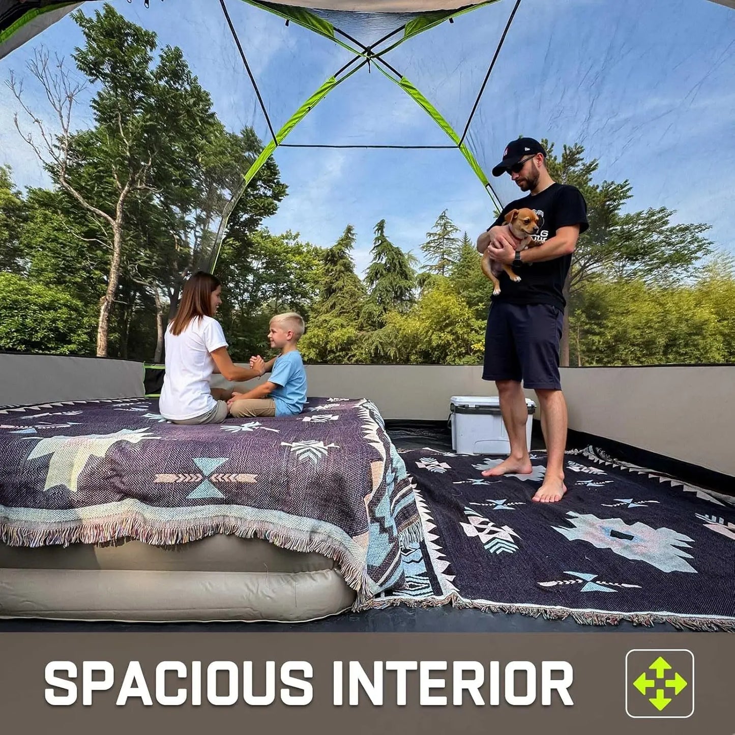 Dome Camping Tent for 4-6 Persons, Waterproof with Rainfly, Easy Clip Setup, Portable Family Tent with Mesh Windows, 20% Extra Headroom for Backpacking & Hiking