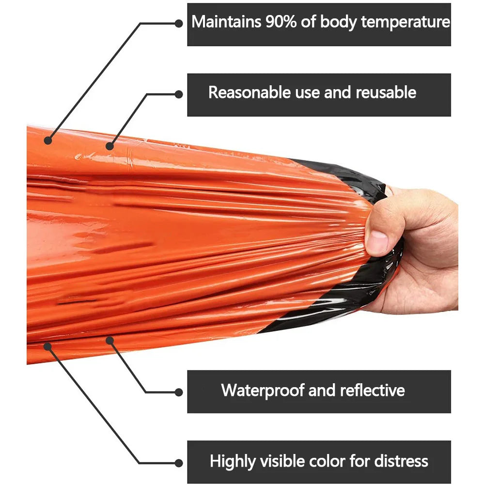 Emergency Sleeping Bag Survival Sleeping Bag Portable Thermal Sleeping Bag Survival Gear for Camping Hiking Outdoor Adventure