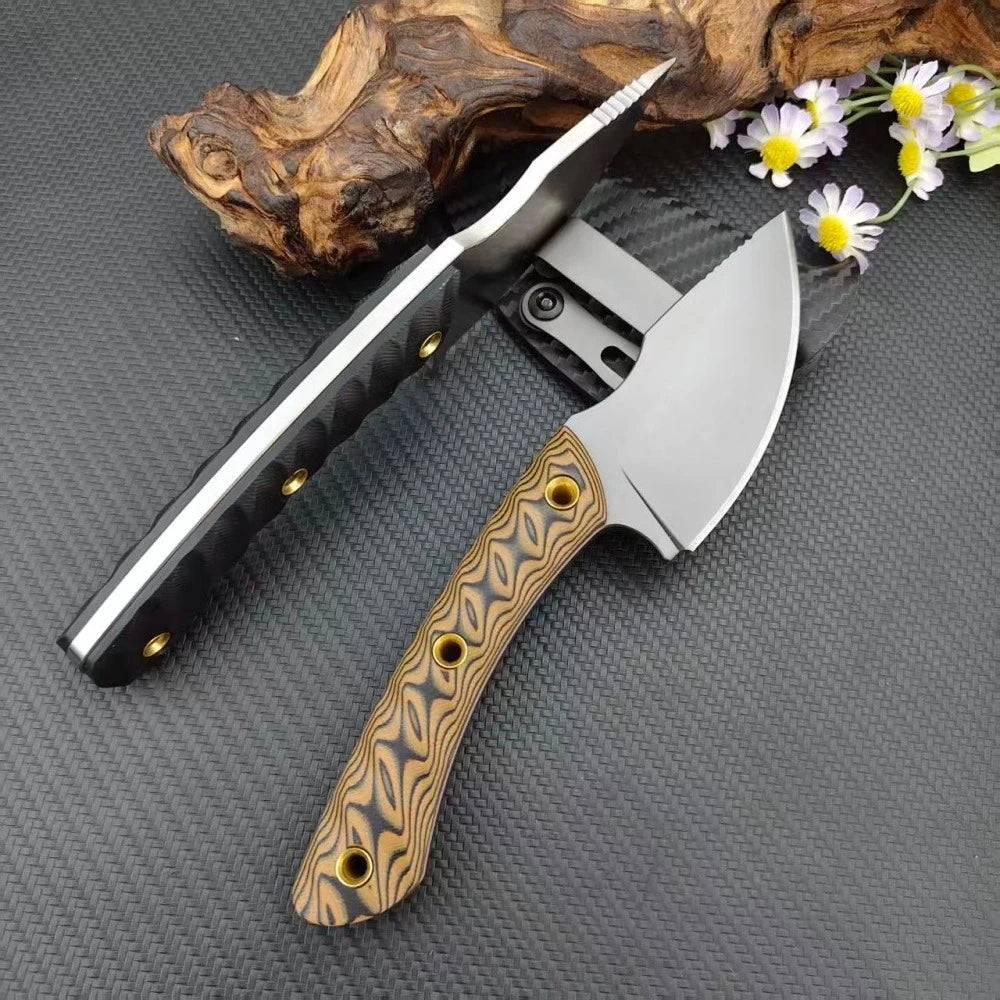 Durable G10 Utility Handle Fixed Blade Knife with Sheath