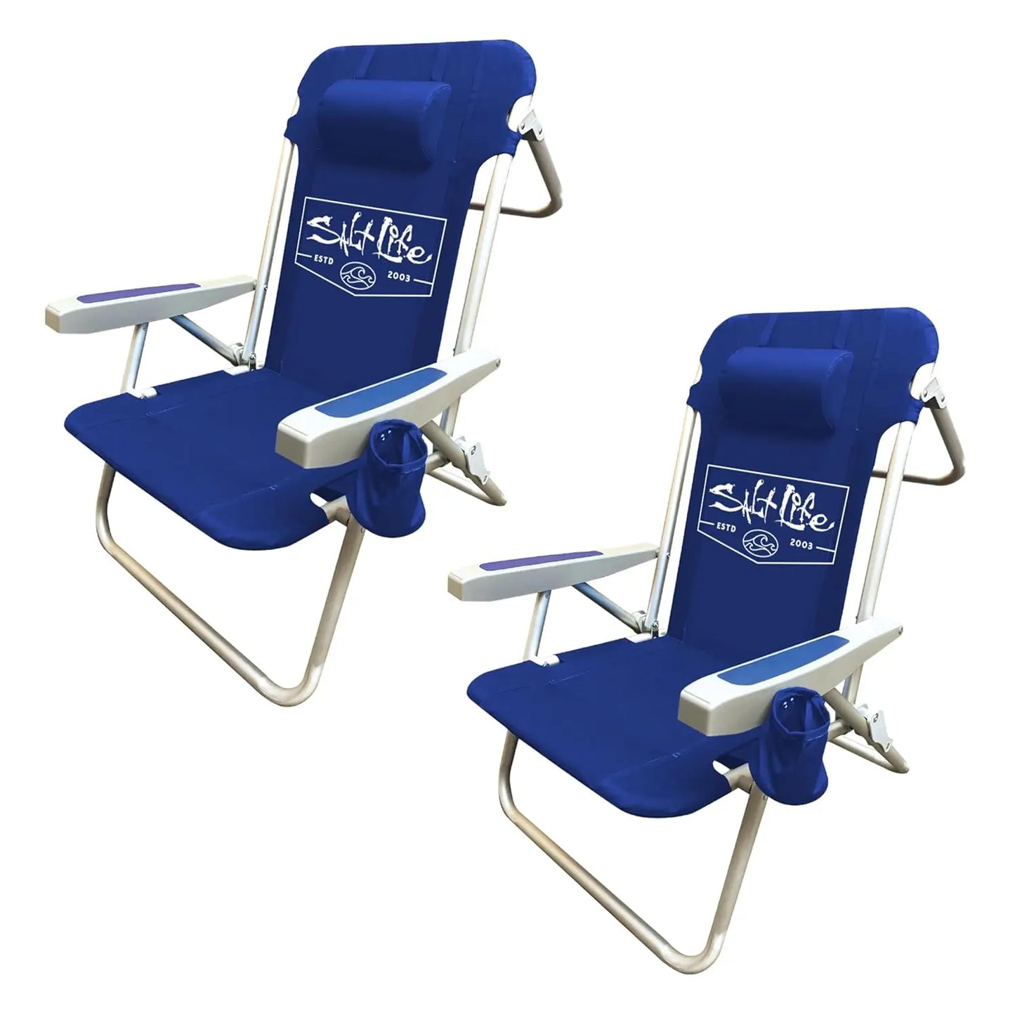 2pk 5-Position Folding Backpack Beach Chair 300lb Camping Portable Striped Custom
