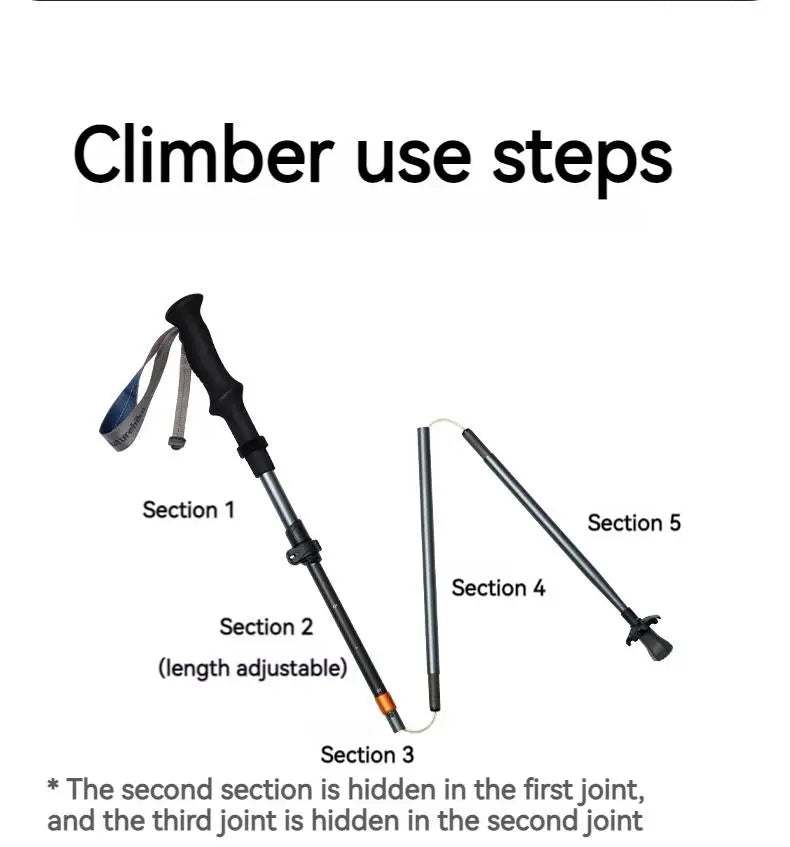 Hiking  Pole 5-Section Carbon Fiber