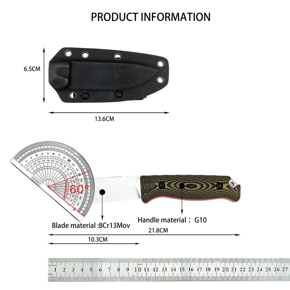 BM 15002 Fixed Blade Knife with Sheath — Multi-Function Outdoor Survival