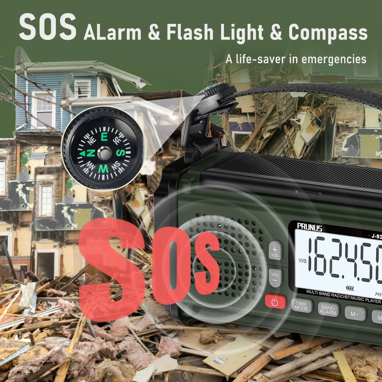 Hand Crank Emergency Radio Solar, NOAA Weather Radio AM/FM