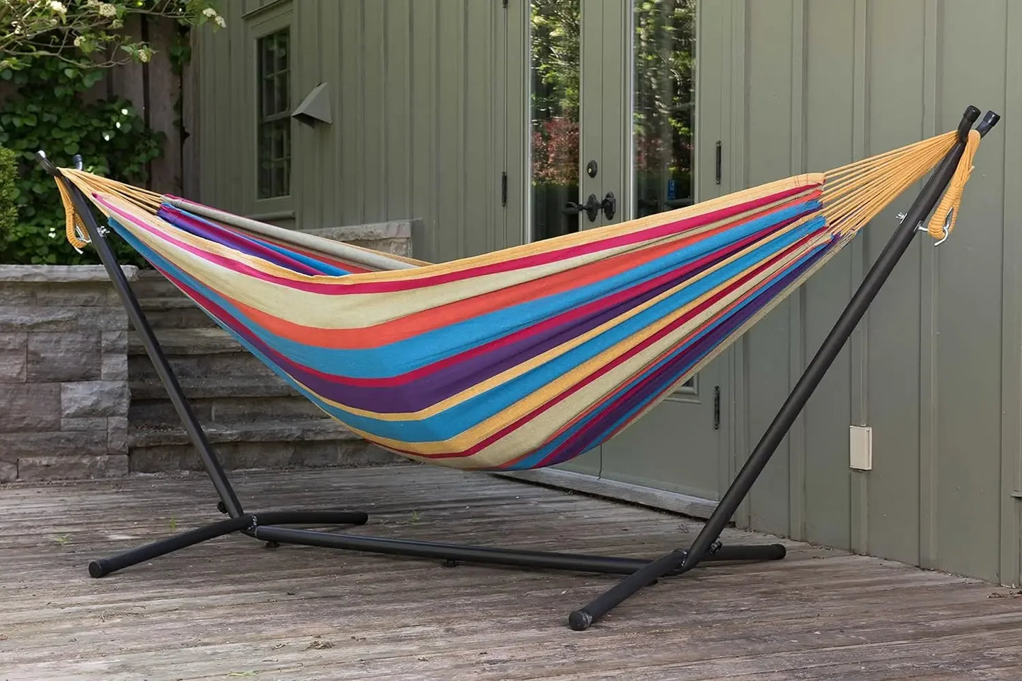 Double Cotton Hammock with Steel Stand