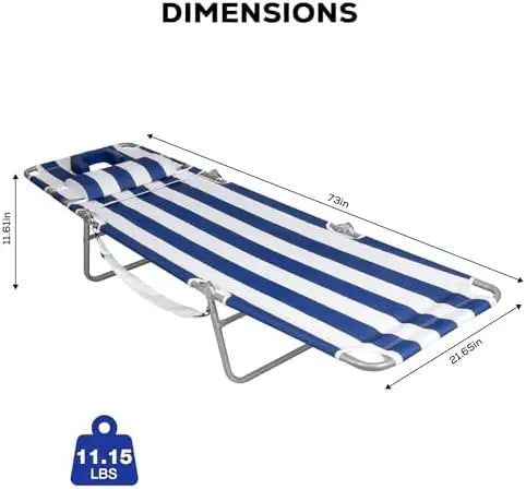 2-Pack Folding Tanning Beach Chair with Face Hole | 5-Position Reclining Sun Lounger