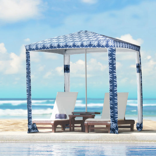 Outsunny 6.5' Ruffled Beach Umbrella with Sandbags & Carry Bag — Blue