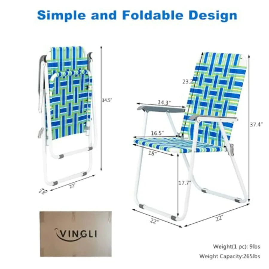 Outdoor webbed folding chairs set of 2