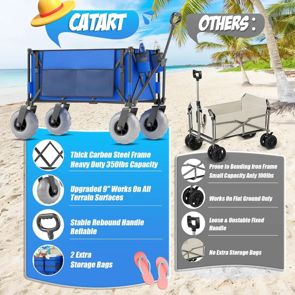 Heavy Duty Beach Wagon with Big Wheels 350lbs Capacity