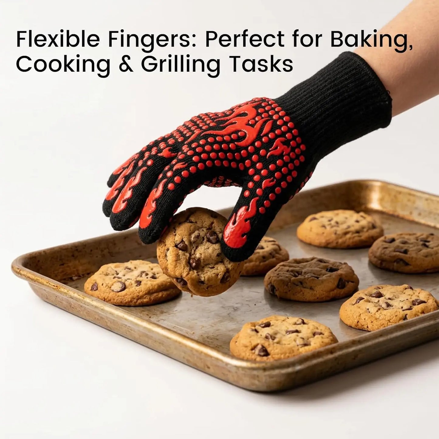 Extra Long BBQ Gloves – 1472°F Heat Resistant Silicone Grilling Gloves