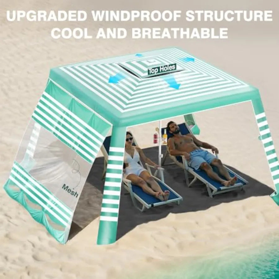 Beach Cabana 8 * 8FT, UPF 50+ Protection, Wind Resistant