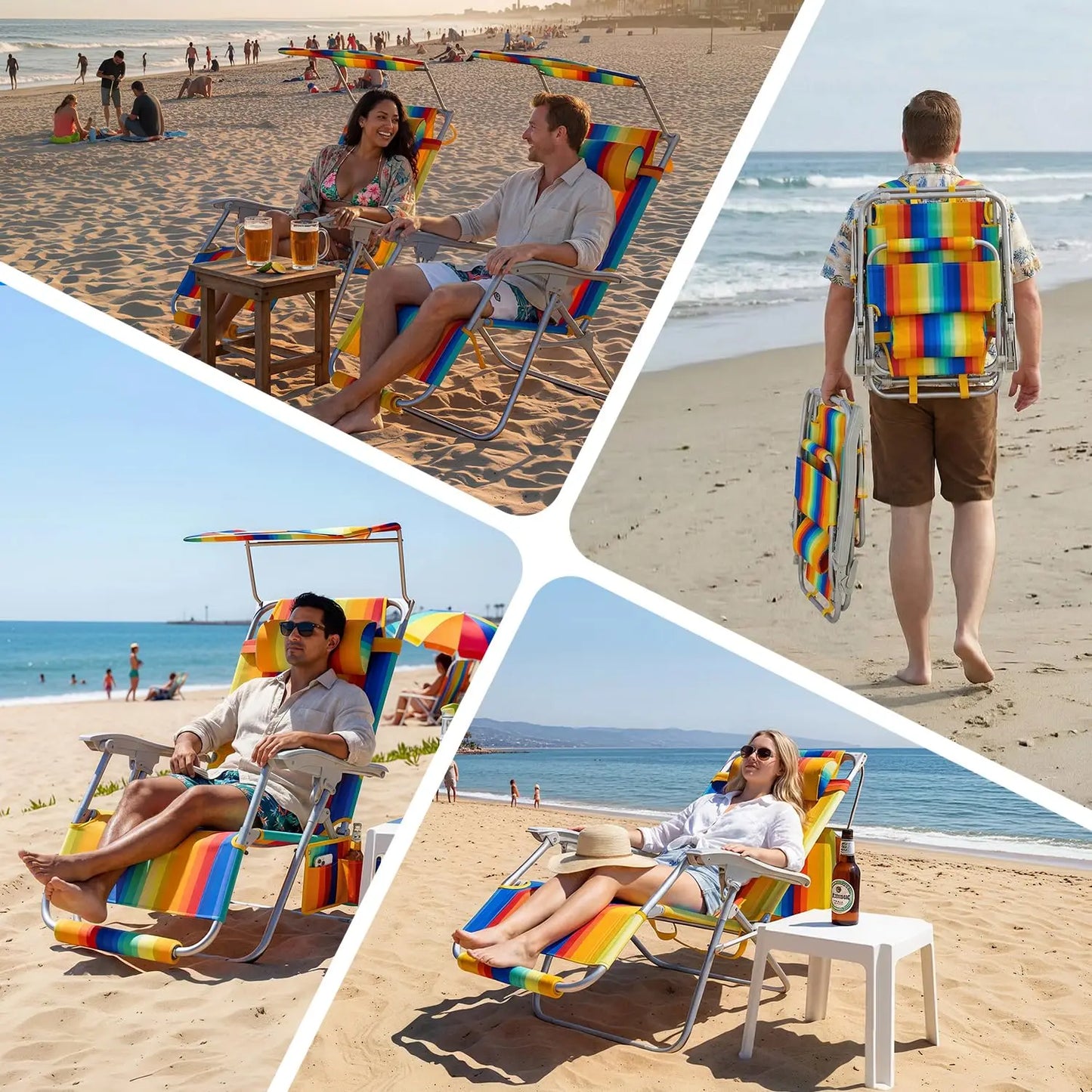 Lightweight Backpack Beach Chair, Zero Gravity Chair with Canopy