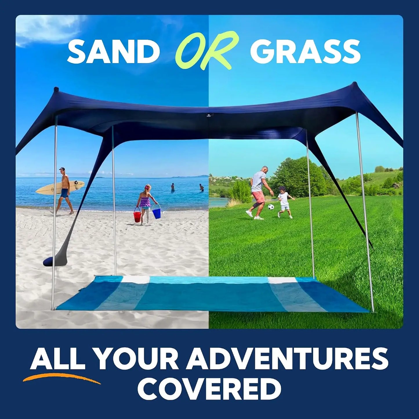 UPF 50+ Beach Tent Sun Shelter | Outdoor Canopy for Camping, Fishing & Beach